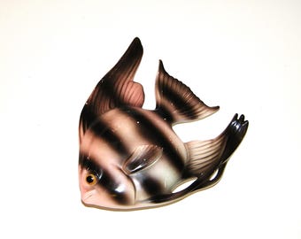 Vintage Ceramic Retro Lefton Fish 1950s 1960s Wall Plaque Pocket 50s 60s Mermaid Bathroom Bath Decor Japan Bradley Norcrest Tropic Treasures