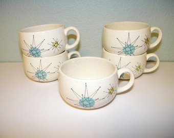 Minor Flaws Franciscan Starburst Coffee Tea Cups 1950s 1960s Mid Century 50s Decor Atomic Star Burst Mod Dinnerware Cup Mrs Maisel Mug Mugs