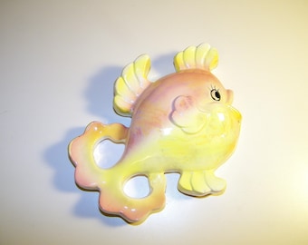 Vintage Pink Retro 1950s 1960s Fish Wall Plaque Pocket 50s 60s Mermaid Bathroom Bath Decor Antique Norcrest Lefton Bradley Ceramicraft