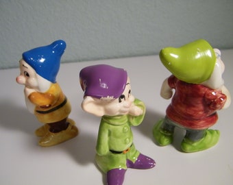 50s 60s Ceramic Hand Painted Seven Dwarfs Walt Disney Productions