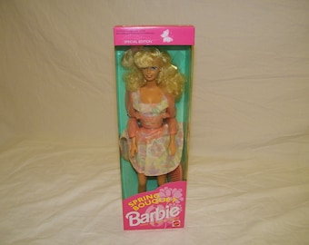 Vintage NRFB Mint NOS Special Edition Spring Bouquet Barbie Collector Easter Basket Doll Barbies 90s 1990s Dolls Collectible Target Walmart