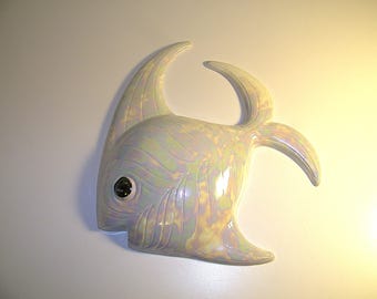 Vintage Ceramic Retro Angel Fish 1960s 1970s Wall Plaque 60s 70s Mermaid Bathroom Bath Decor Seahorse Fish Lefton Norcrest Enesco Angelfish