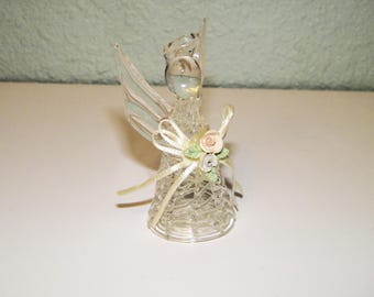 Vintage 50s 60s Hand Spun Art Glass MINITURE Angel Figurine Mid Century Retro Home Decor 1950s 1960s House Decor Venetian Murano Glassware