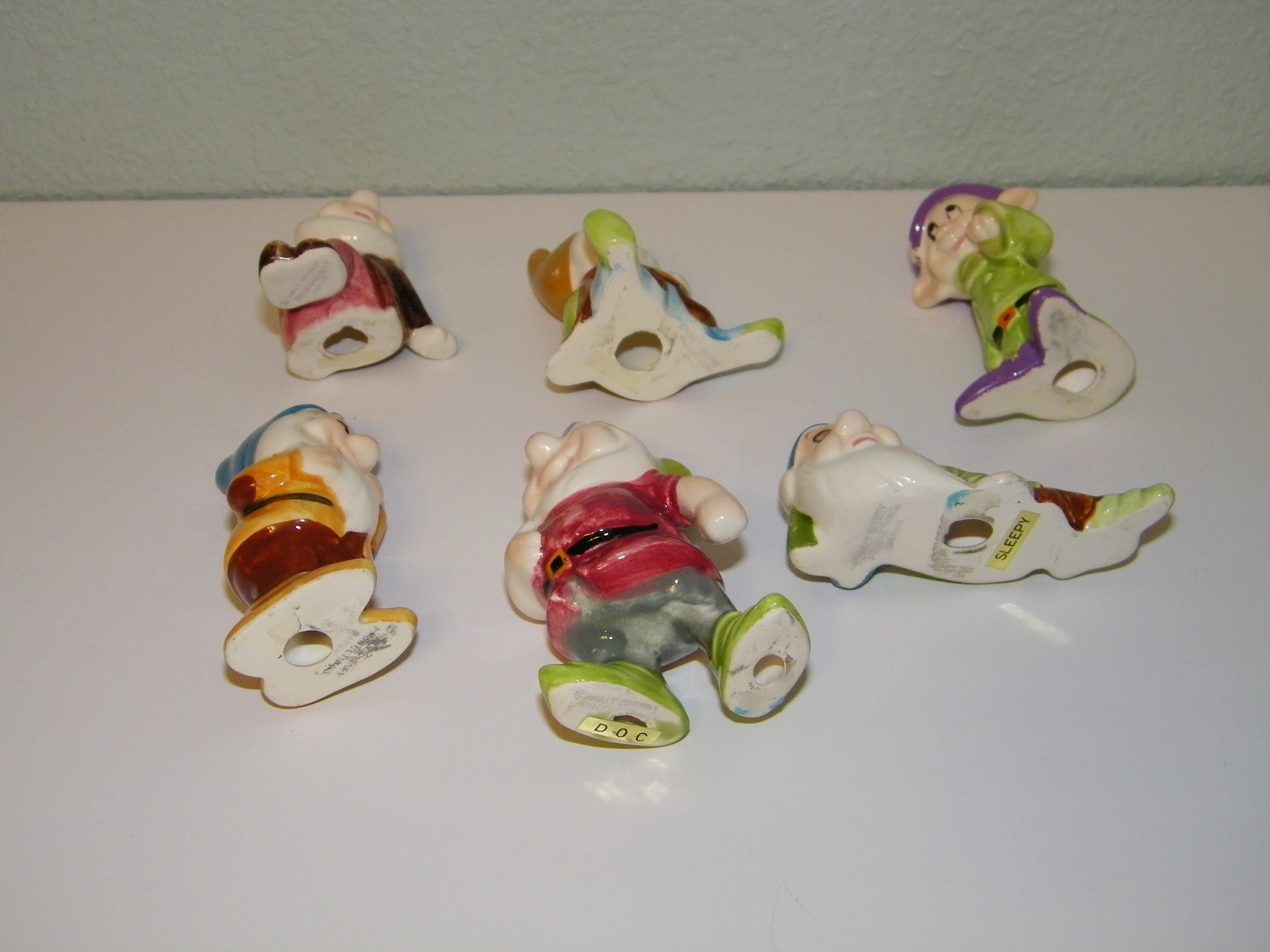 50s 60s Ceramic Hand Painted Seven Dwarfs Walt Disney Productions
