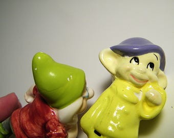 50s 60s Ceramic Hand Painted Seven Dwarfs Walt Disney Productions