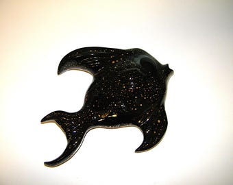 Vintage Ceramicraft Retro 1950s 1960s Large Black Gold Fish Wall Plaque Pocket 50s 60s Mermaid Bathroom Bath Decor Antique Norcrest Lefton