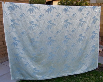 Vintage Ice Blue Aqua Leaf Material Fabric Yards Yardage 60s 70s Textile Upholstery Curtains Curtain Drapes Draperies Tiki Bar Retro Decor