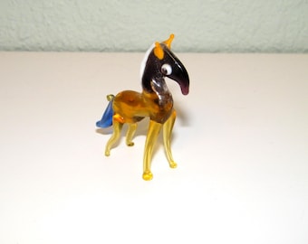 Vintage 50s 60s Art Glass MINITURE Horse Figurine Mid Century Retro Home Decor Kitsch 1950s 1960s House Decor Venetian Murano Glassware Pony