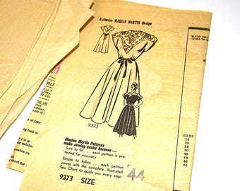 Vintage Marian Martin Sewing Pattern #9373 1940s Dress Mid Mod Retro Fashion 1950s 1960s 50s 40s Vogue Butterick McCalls Simplicity Patterns