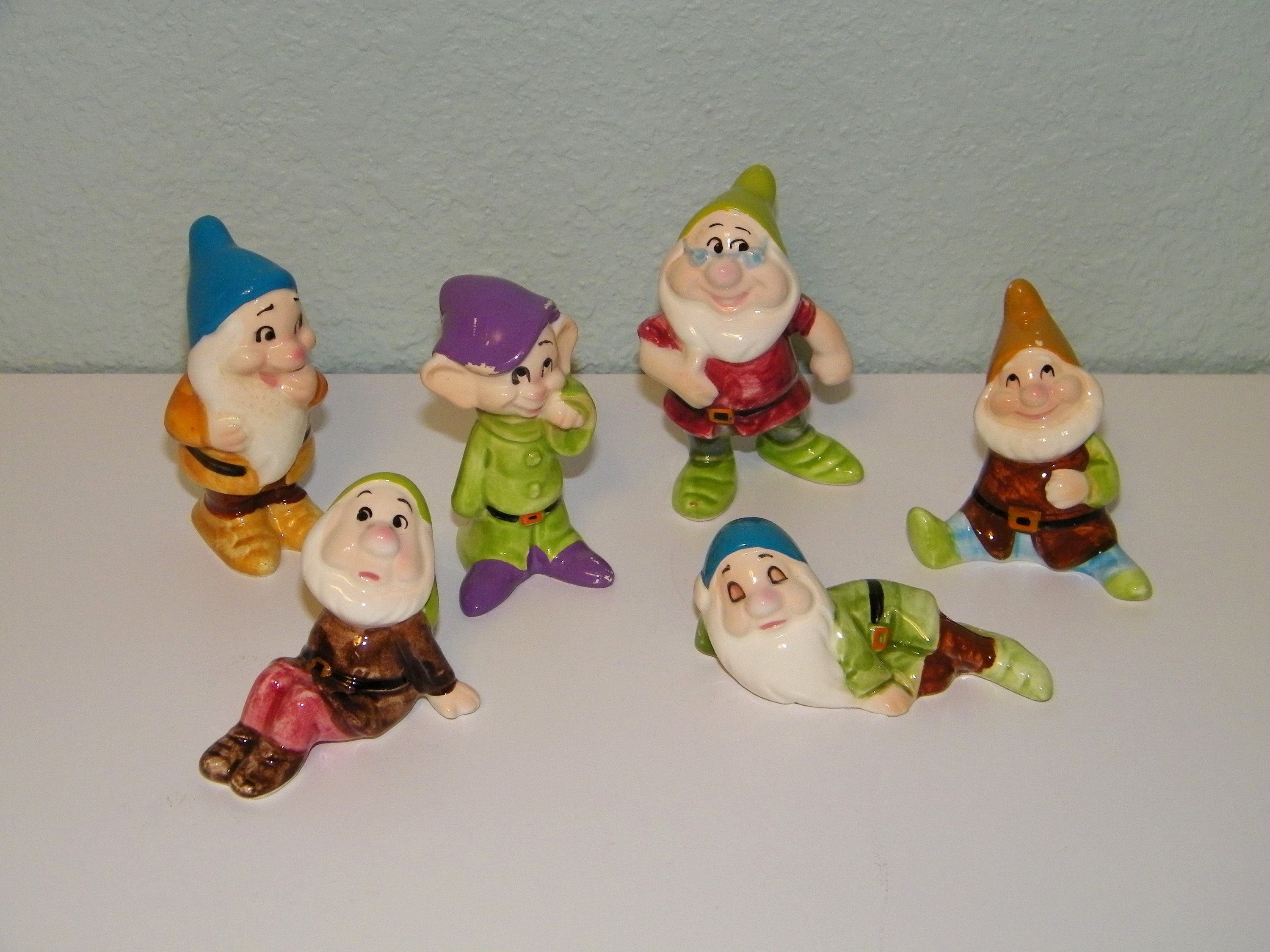 50s 60s Ceramic Hand Painted Seven Dwarfs Walt Disney Productions