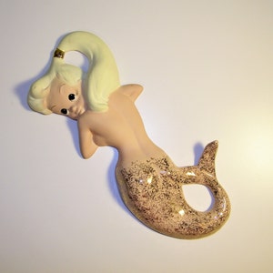 Vintage Antique Freeman McFarlin Mermaid Pin Up California Pottery Ceramic Retro 1950s 1960s Wall Plaque 50s 60s Fish Bathroom Bath Decor