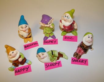60s〜　Walt Disney Productions 陶器　WDP 日本製 50s 60s Ceramic Hand Painted Seven Dwarfs Walt Disney Productions