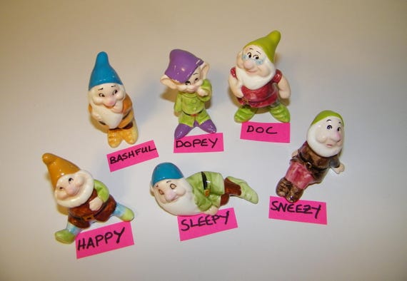50s 60s Ceramic Hand Painted Seven Dwarfs Walt Disney Productions