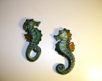 Vintage Aqua Blue Bradley Seahorse 1950s Mermaid Wall Plaque Retro 50s 60s Bathroom Bath Antique Decor Mermaids Sea Horse Norcrest Pink