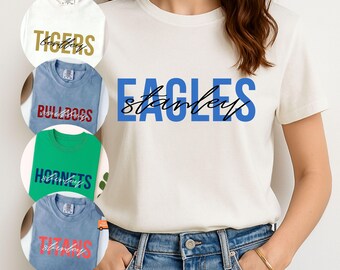 Custom schoolmascotteshirt, comfortkleuren teamgeest-T-shirt