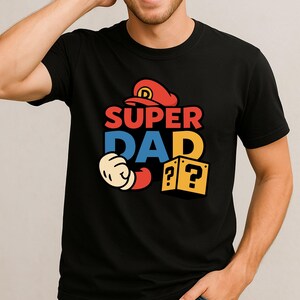 Gamer Dad Shirt, Funny Retro Game Tee, Super Dad Gift, Nerdy Video Game T Shirt for Husband or Father