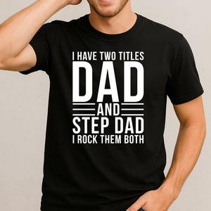 Camiseta divertida de padrastro, camiseta de papá extra, camiseta negra de algodón para hombre