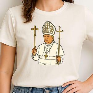 Camiseta de Trump Papa, divertida camiseta con gráficos políticos, camiseta satírica de Trump, camiseta de Trump disfrazado de Papa, camiseta anti Trump, camiseta de protesta con mensaje