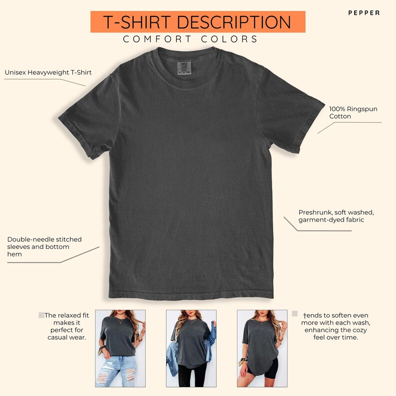 Puede incluir: Una camiseta unisex gris oscuro de peso pesado. La camiseta est&aacute; hecha de 100% algod&oacute;n ringspun y presenta mangas y dobladillo inferior con doble costura. La prenda est&aacute; preencogida, lavada suavemente y te&ntilde;ida en prenda. El ajuste relajado es ideal para ropa casual.