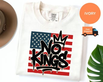 Koszulka No Kings Comfort Colors, koszulka z grafiką Anti Monarchy USA