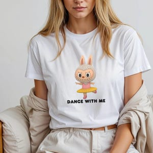 Dance With Me Tshirt, Cute Labubu Ballerina Tee, Funny Bunny Dance Shirt, Kawaii Character Gift, Labubu Dance Shirt, Gift for Dancer