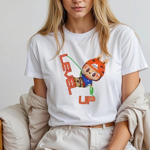 Level Up Climbing T-Shirt, Labubu Tshirt, Cute Labubu Cartoon Tee, Kawaii Labubu Characters T-Shirt, Matching Friends, Kawaii Climber Shirt