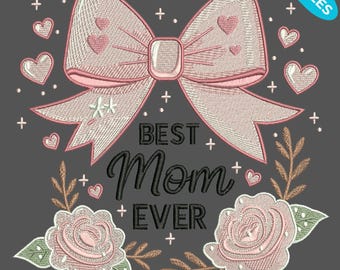 Bordado "Feliz Día de la Madre", diseño de bordado "La Mejor Mamá del Mundo", bordado "Mamá", 4 tamaños, descarga instantánea