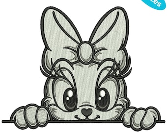 Cute Bunny Peeking Embroidery Design, Cute Bunny Embroidery, Rabbit Embroidery, 4 Sizes, Instant Download