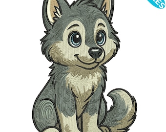 Husky Welpen Stickmuster, Maschinenstickerei, Husky Welpen Stickmuster, 4 Größen, Instant Download