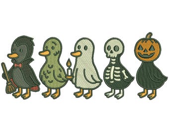 Spooky Goose Halloween Embroidery Design, Goose with Pumpkin Machine File, 3 Sizes, Instant Download