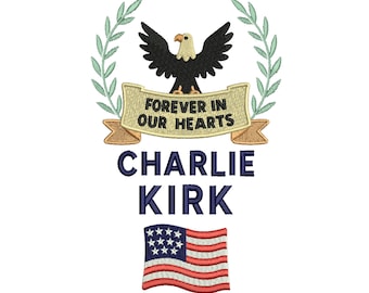 Charlie Kirk Embroidery Design: Freedom, Republican, 3 Sizes, Instant Download