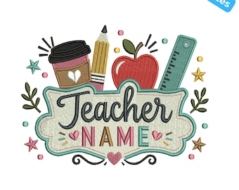 Teacher Embroidery Design, Back To School Embroidery, Teacher Appreciation Gift, 4 Sizes, Instant Download