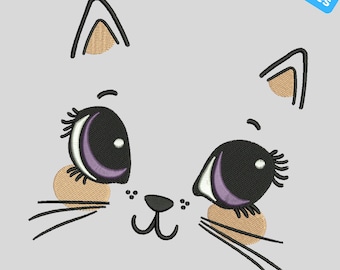 Süße Baby Katze Stickerei, Mini Katze Stickerei, hübsche Katze Design, 4 Größen, Instant Download