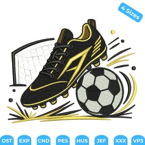 Stickmuster für Fußballschuhe, Sportstickmuster, Stickdatei für Fußballschuhe und -bälle, 4 Größen, Sofort-Download