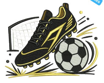 Stickmuster für Fußballschuhe, Sportstickmuster, Stickdatei für Fußballschuhe und -bälle, 4 Größen, Sofort-Download