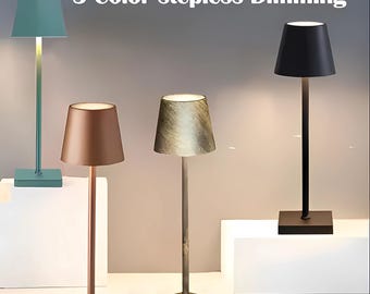 Lámpara LED táctil moderna: 3 niveles de brillo, inalámbrica y recargable