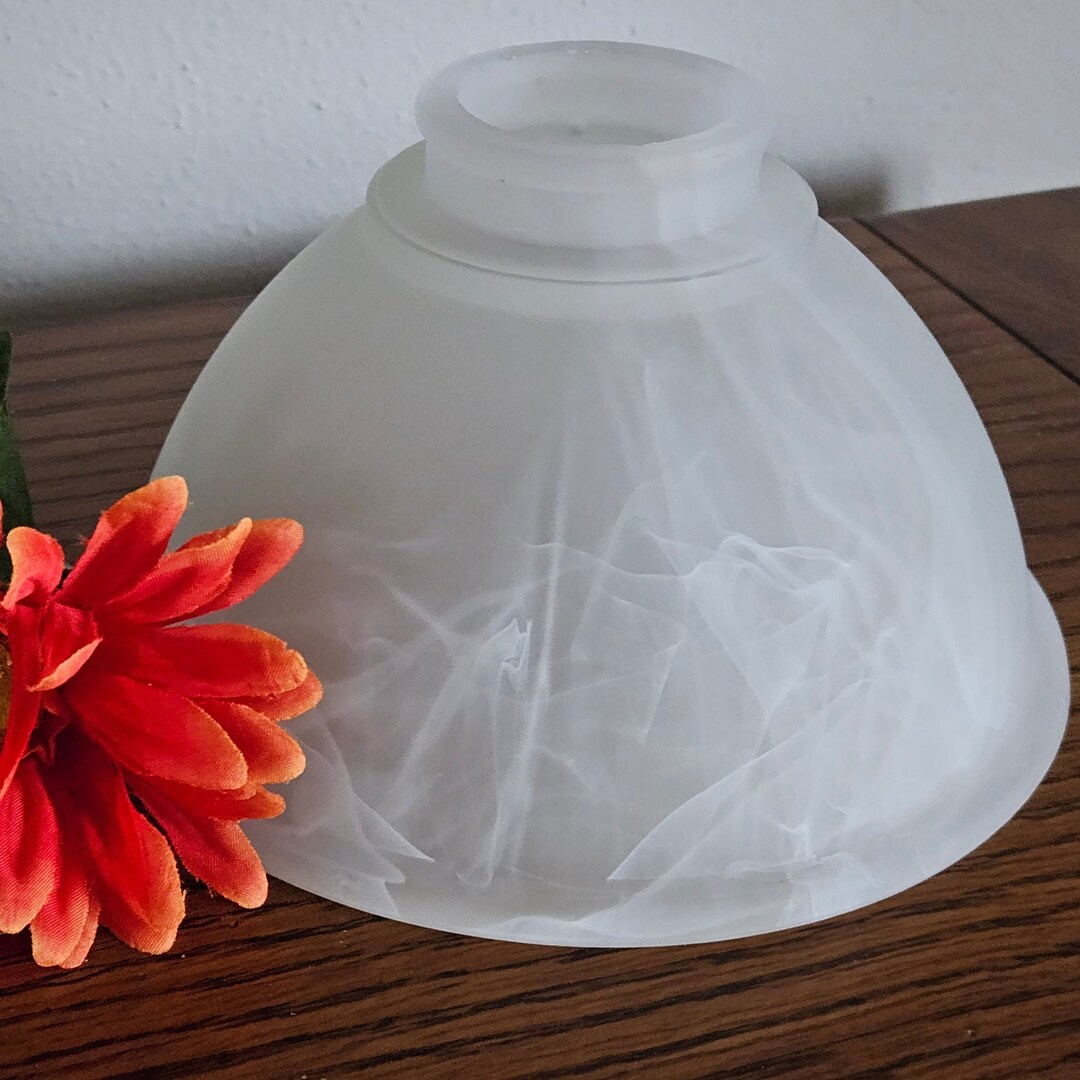 Replacement Glass Lamp Shade Faux Alabaster Swirl Frosted White
