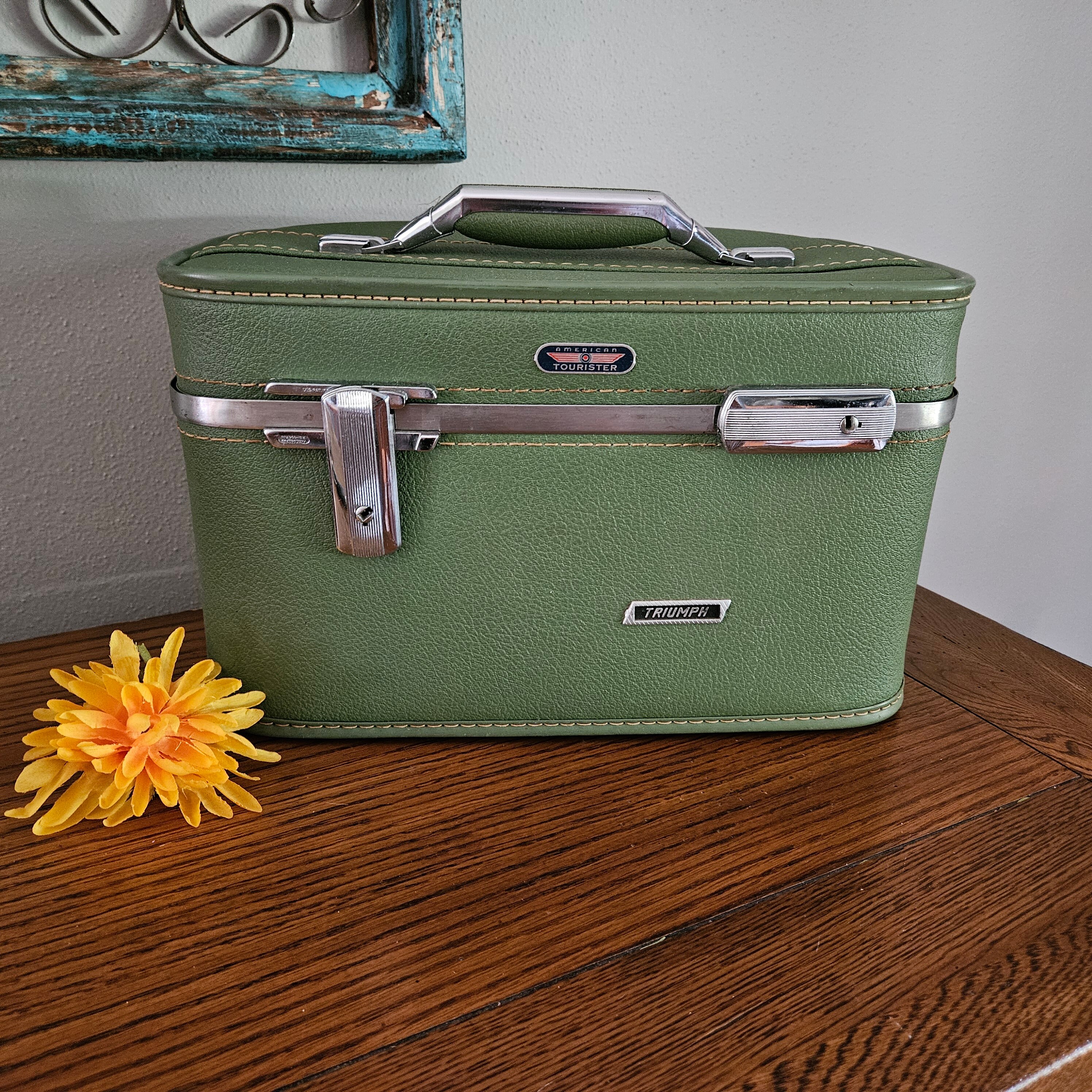 Vintage American Tourister Triumph Green Train or Makeup Hard