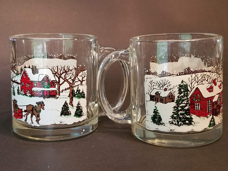 Winterland For In CandyCocoa With The Teachers Gift Glass Mugs Set Of 2 Vintage Usa Great Fill Clear Christmas Made Idea PZiOkTXu