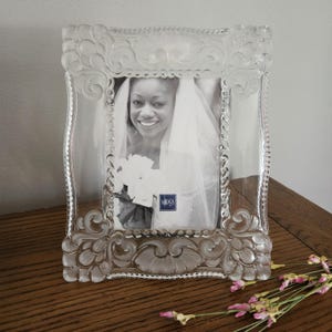 Vintage Mikasa Spring Garden Heavy Glass 5 x 7 Picture Frame / Tabletop Wedding Frame Made in Germany