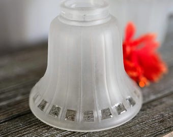 Art Deco Frosted Glass Lamp Shade: Cubed Edge, 2" Fitter