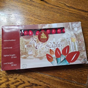 String of 25 C7 Red Christmas Lights / Enchanted Forest/NOS Never Used