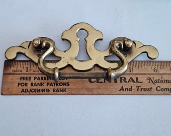 Set of 3 Large 6" Long Vintage Keeler Brass Chippendale Drawer Pulls with Swing Bails 3" Center to Center / Salvaged Hardware