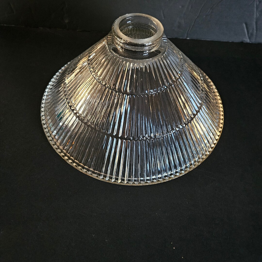 Replacement Torchiere 10 Tiered Ribbed Art Deco Clear Glass Lamp Shade ...
