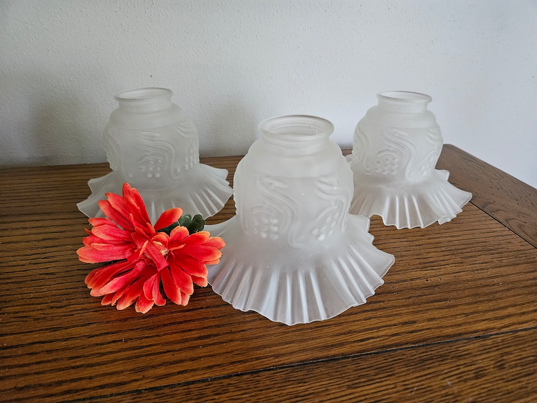 Replacement Frosted Bell Fluted Glass Lamp Shades / 3 Available Sold