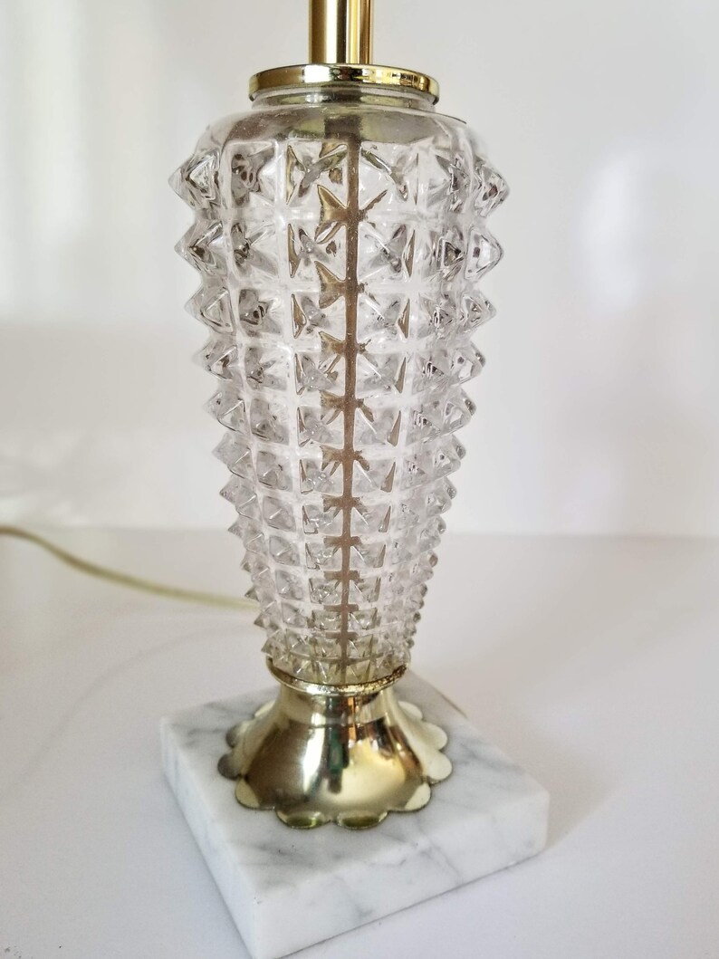 Vintage Crystal Brasarble Table Lamp Only No Shade Small Bedside Boudoir Accent Made In France Nos Still Has Stickers
