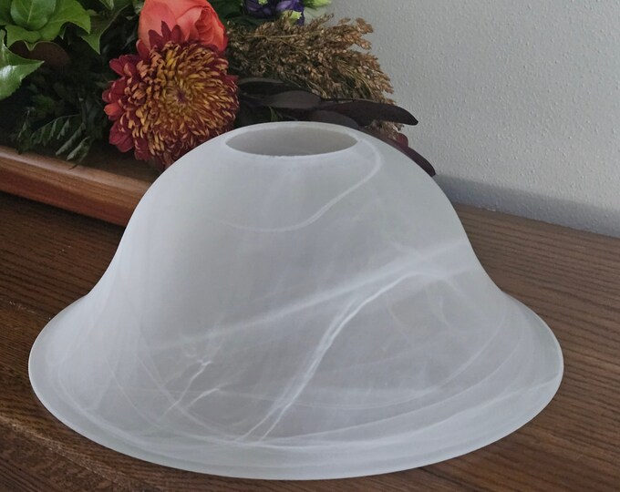 11 3/4 Inch Replacement Glass Lamp Shade Faux Alabaster Swirl Frosted