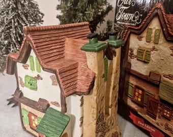 Our Town Porcelain Collectable Christmas Village Lighted Cottage:  Vintage 1993