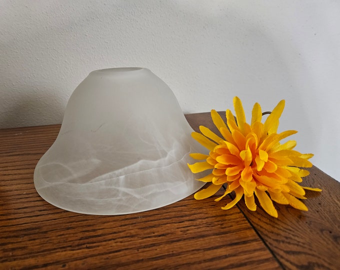 Replacement Glass Lamp Shade Faux Alabaster Swirl Frosted White Semi