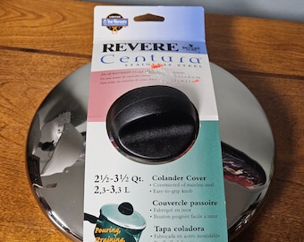 Vintage Revere Ware Colander Lid: Stainless Steel Strainer Cover, NOS 1999